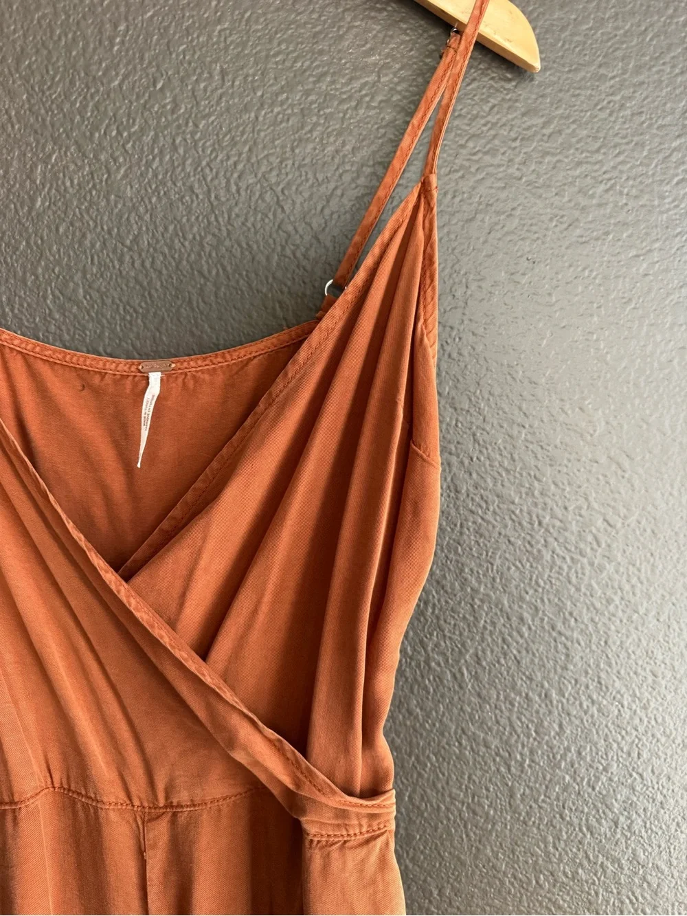 Free People Rust-Orange Strap Spaghetti Jumpsuit